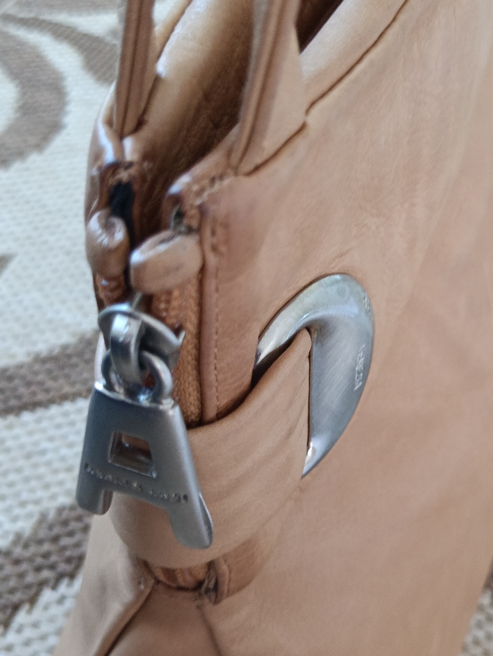 Renato Angi Made In Italy Leather Shoulder Bag Asymmetrical Unique Cream - Picture 16 of 16